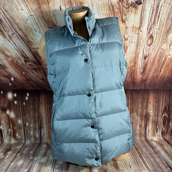 J. Jill Jackets & Blazers - J Jill Down Puffer Vest Sz Medium Blue Quilted Sleeveless Button Top Jacket Coat